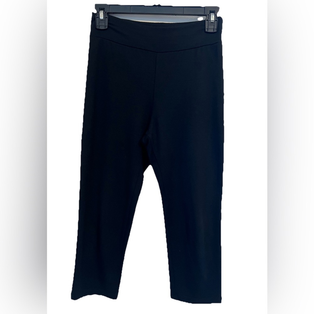 Flax In Motion French Terry Crop Pants Women’s Petite (4-6) Black Pull On USA